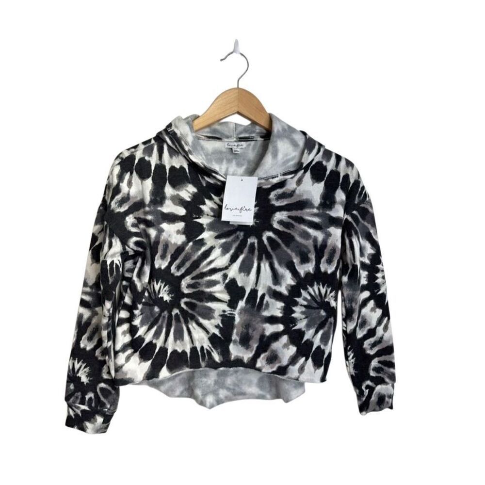 Love Five Pullover Sweater Womens Cropped Tie Dye Hoodie Size‎ Large NWT